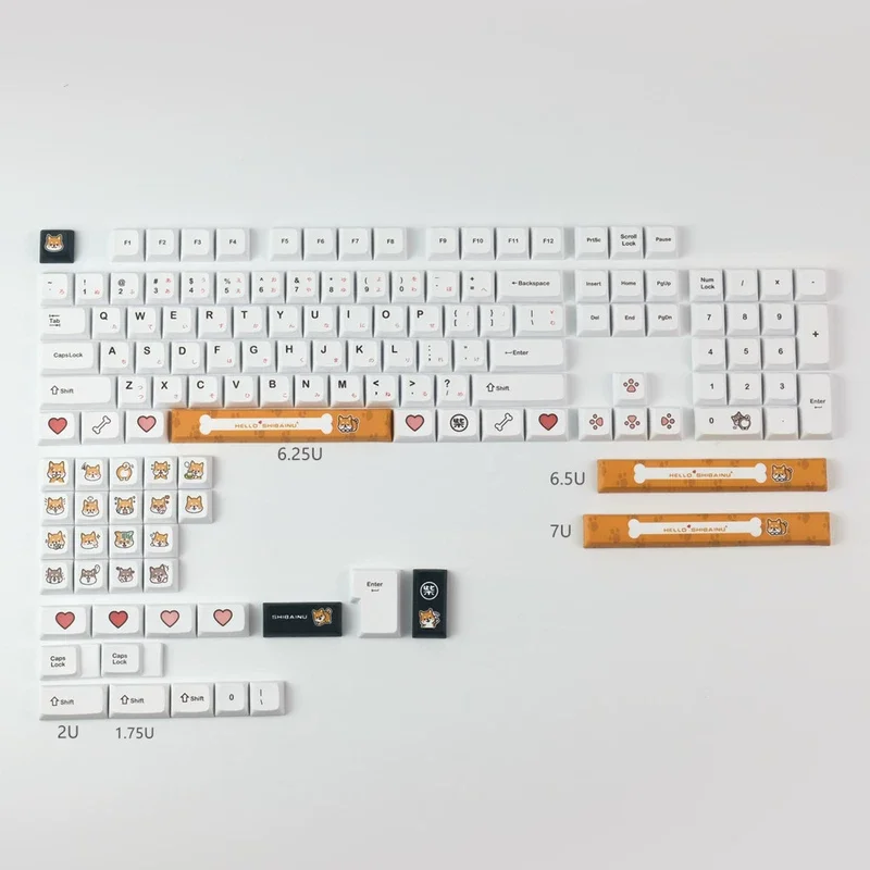 1Set Cute Shiba Inu Theme Keycaps XDA Profile PBT Dye Sublimation Keycap For GH60/64/68/96/87/104/108 Mechanical Keyboard Keycap