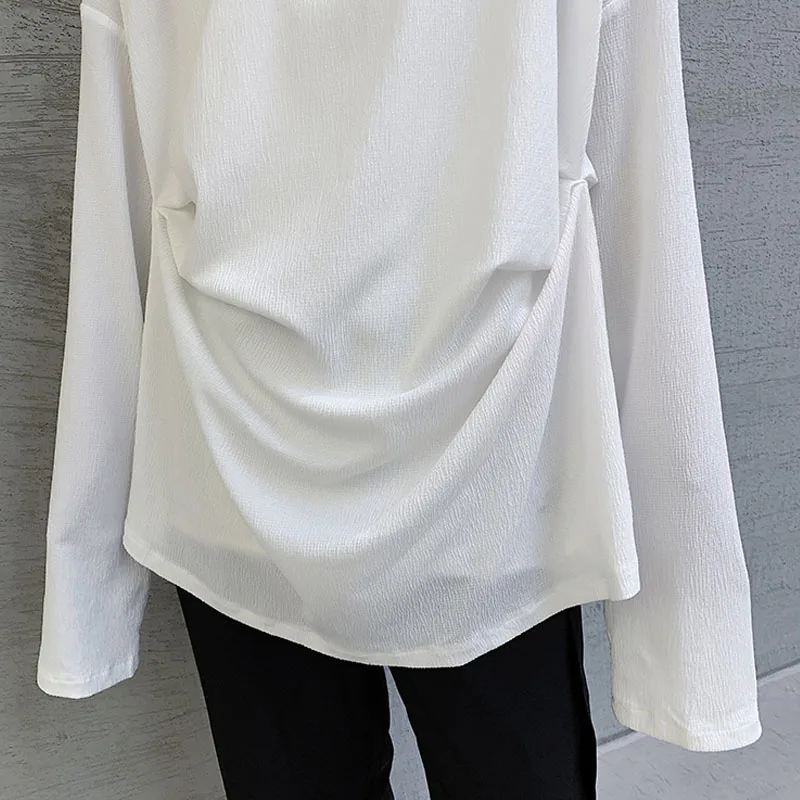 

Male Long Sleeve Folds Casual Loose T-shirt Male Women Streetstyle Hip Hop Pullovers Tees Shirts 2 orders