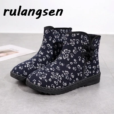 

Warm Women's Cotton Shoes High Waist Non-Slip Ethnic Snow Boots Women Middle-Aged And Elderly Mother Shoes Winter Plus Velvet