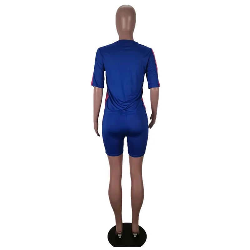 

Womens Fashion Casual Striped Sports Pants Set Short Pullover Above Knee Mini Elastic Waist Polyester Solid O-neck