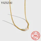 YIZIZAI Классический натурального шелка 925 стерлингового серебра простая короткая цепочка на ключицы с жемчужной подвеской 18K позолоченное ожерелье ювелирные изделия