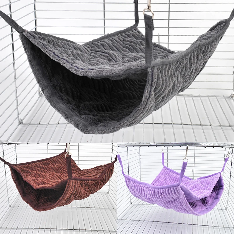 

Warm Hamster Hammock Rat Hanging Beds House Small Animal Cage Squirrel Guinea Pig Double-layer Plush Cotton Nests Pets Supplies