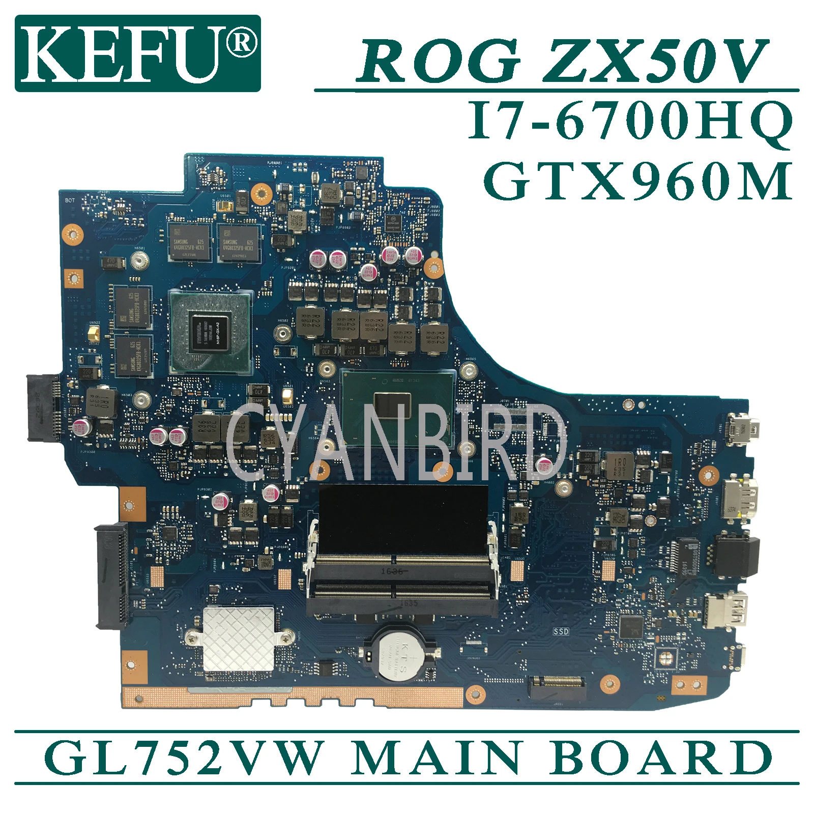 

Материнская плата KEFU GL752VW, Оригинал материнская плата ASUS ROG ZX70V GL752VL GL752V с материнской платой для ноутбука I7-6700HQ GTX960M