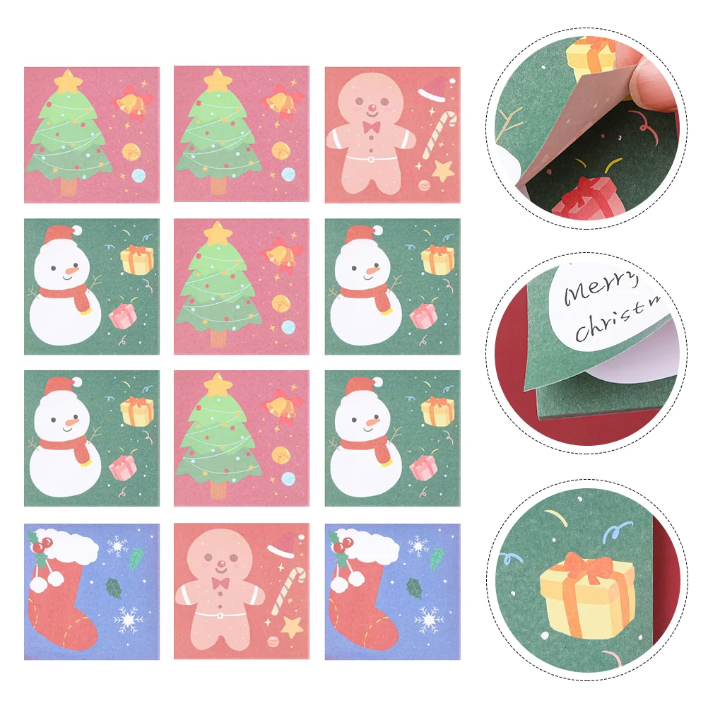 

12pcs Xmas Memo Notes Self Adhesive Post-note (Mixed Style)