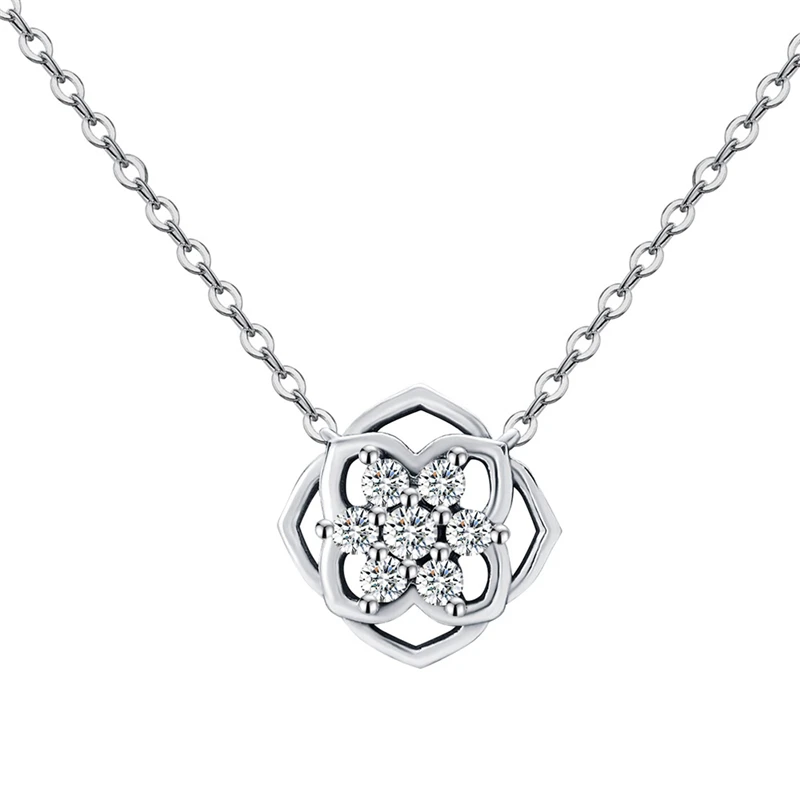 

Trendy 2021 925 Sterling Silver Fashion Hollow Simple Rose Petal Collier Necklace For Women Brand Original Necklace Jewelry Gift