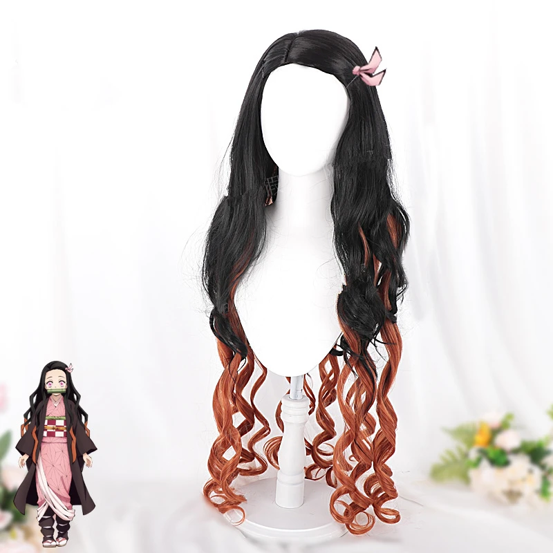 Demon Slayer: Kimetsu no Yaiba Cosplay Kamado Tanjirou Wig Agatsuma Zenitsu Unisex Curly Fuffy Hair Wigs Party Halloween Props