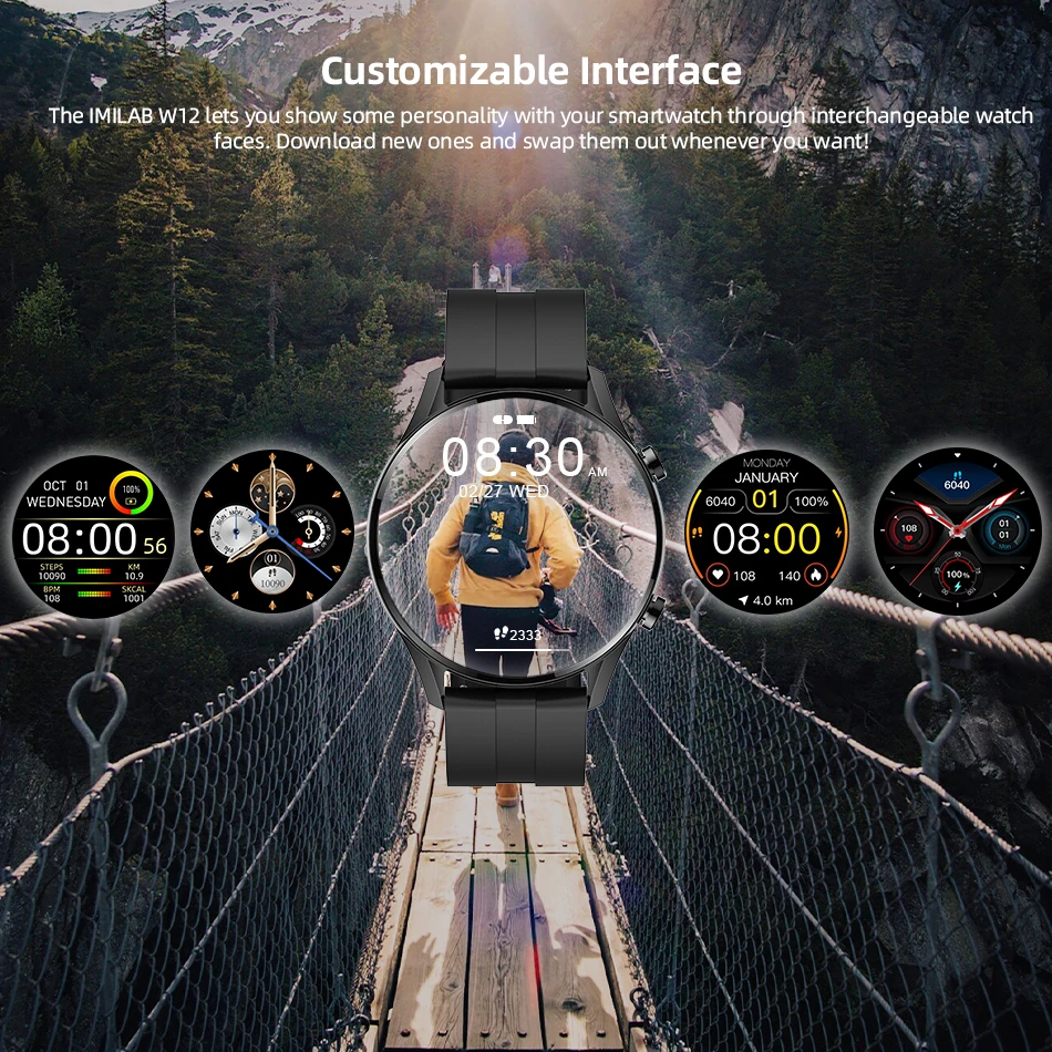 Najtaniej Imilab Inteligentny Zegarek W12 Bluetooth 5.0 SmartWatch Monitorujący Tętno Nadajnik Sportowy Fitness Tlenu We Krwi Monitorowania