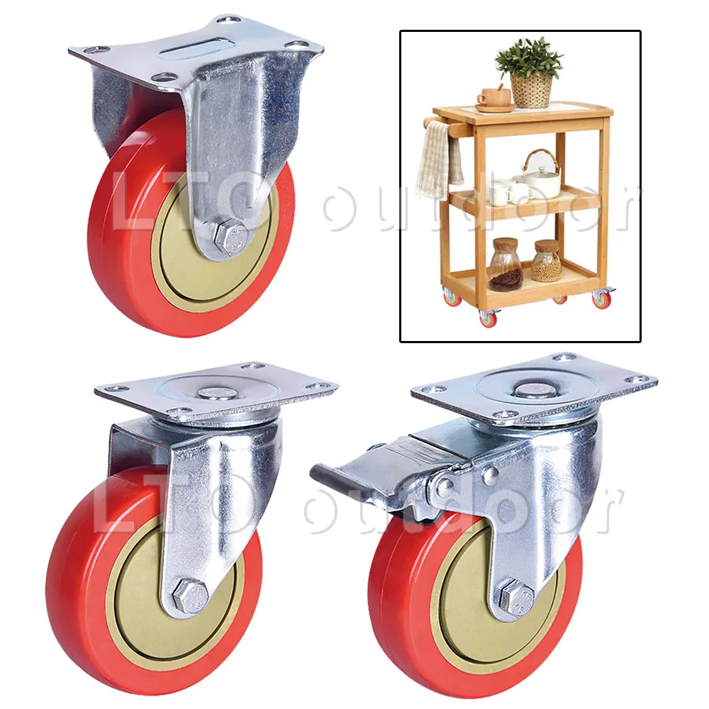 

1PCS Heavy Duty Swivel Caster Wheels With Top Plate And PVC No Noise Wheels, Strong Load Bearing