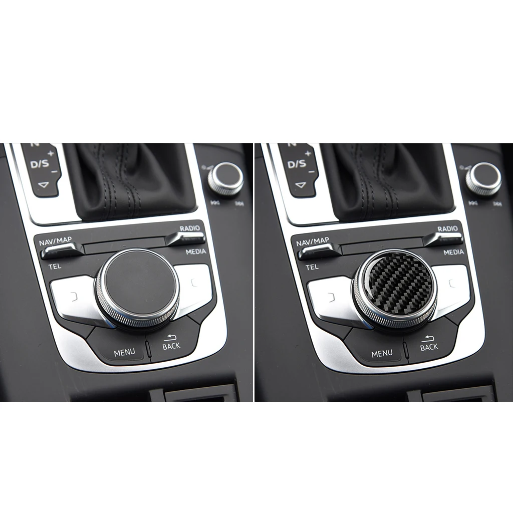 

For Audi A3 8V 2012-2017 Accessories Carbon Fiber Control Knob Panel Decorative Car Covers Car Styling Trim Stickers Protector