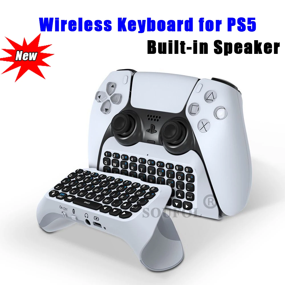 

New 3.5mm Wireless Keyboard Bluetooth 3.0 Controller Chat Pad for Sony Playstation5 PS5 Gamepad Mini Keypad Built in Speaker