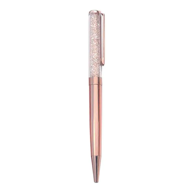 

W3JD 3pcs/set Metal Glitter Crystal Ballpoint Pen Rose Gold Diamond Ball Point Writing Ballpen for Office School Stationery