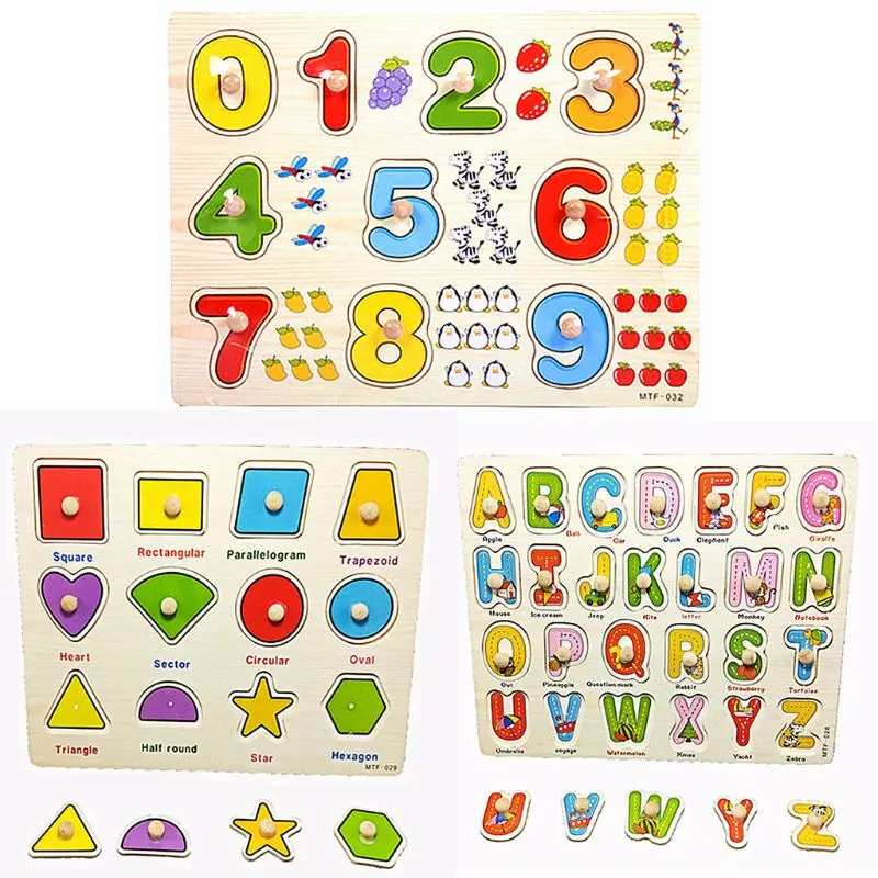 

Alphabet/Number/Graph Set Wooden Jigsaw Puzzle Educational Puzzle Toys Kids Baby Infant Toy