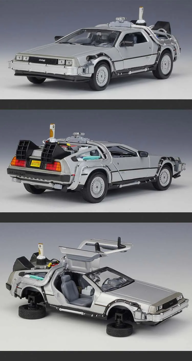 WELLY 1:24 часть 2 машина времени Назад в будущее модель автомобиля игрушка летная версия DeLorean DMC-12 литой автомобиль из сплава детские игрушки подарок