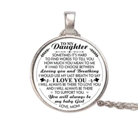 to my daughter in law love mom cabochon glass rose flower pendant necklace family jewelry gifts