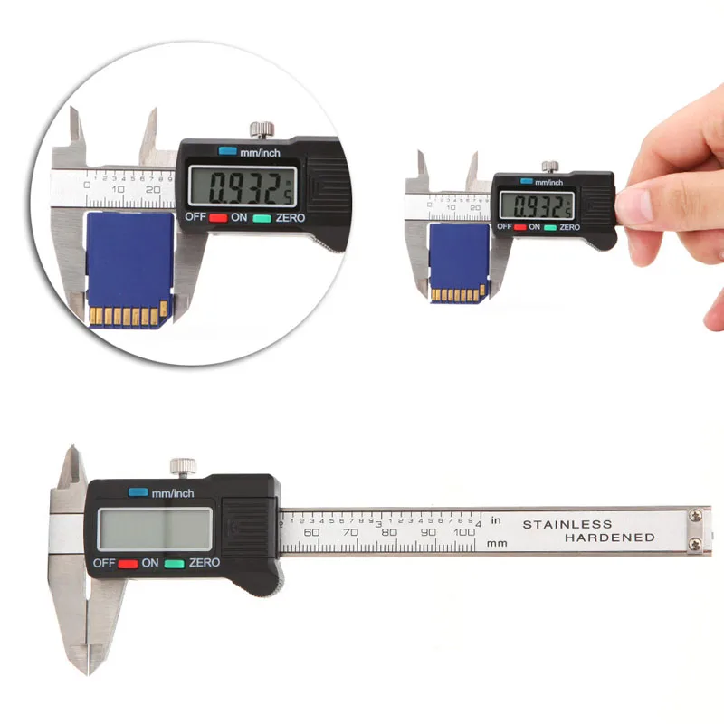 

100mm LCD Electronic Digital Gauge Stainless Steel Vernier Caliper Micrometer