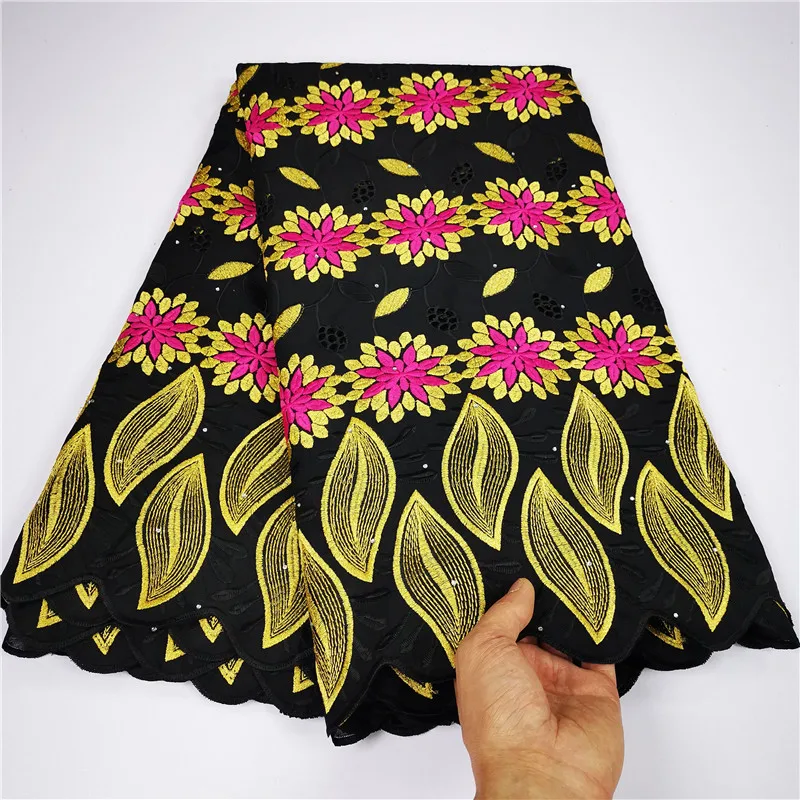 

5 Y Swiss lace fabric 2021 heavy beaded embroidery African lace fabrics cotton fabric Swiss voile Dry lace in Switzerland 9L4112
