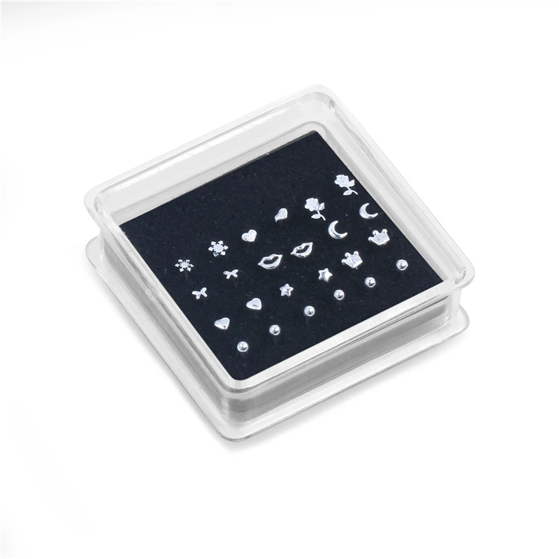 Серьги-гвоздики для пирсинга носа круглые кольца в форме сердца 24 шт./кор. модное