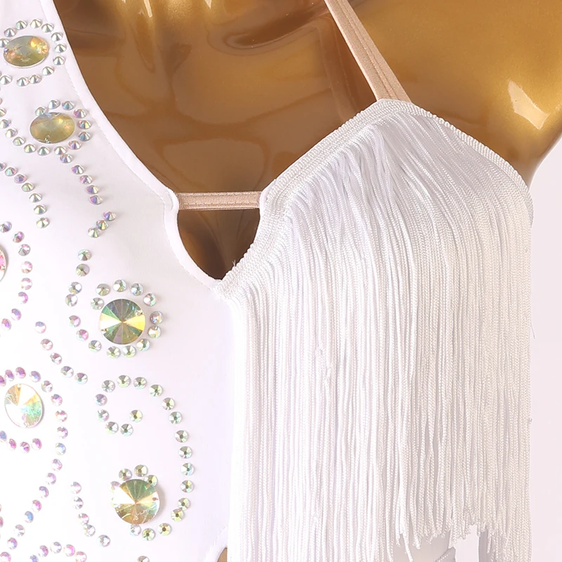 Женское платье для латиноамериканских танцев блестящее с открытой спиной и