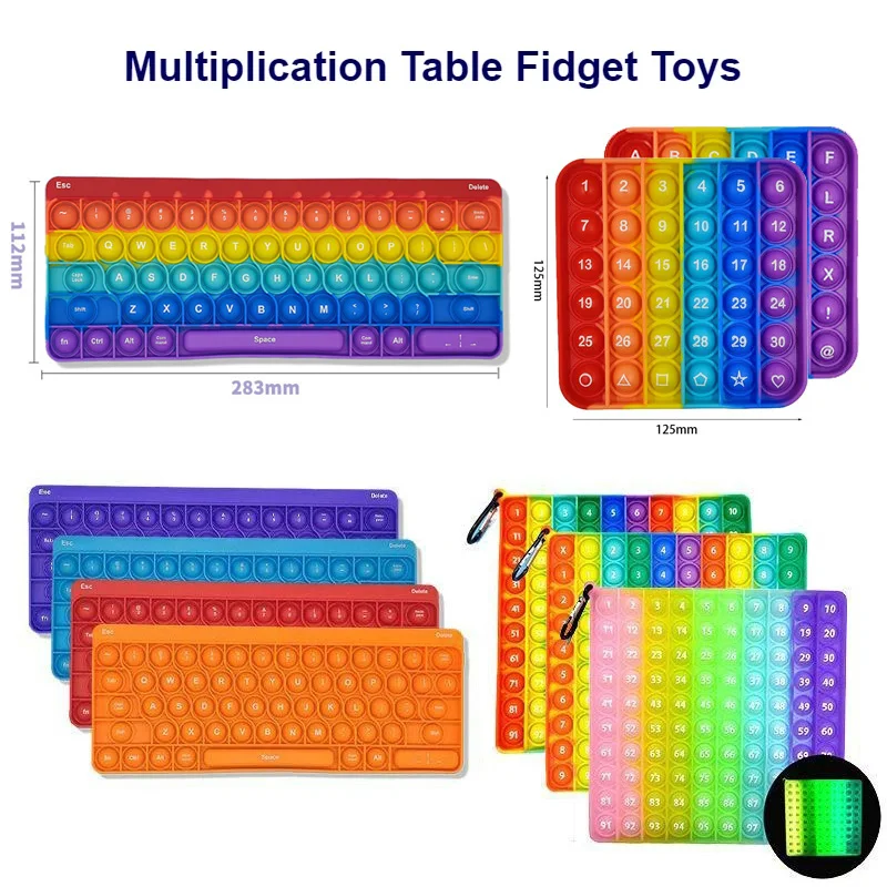 Large Size Montessori Times Multiplication Table Numbers Math Toy Push Bubble Keyboard Abc Letters Alphabet Fidget Toys Gift