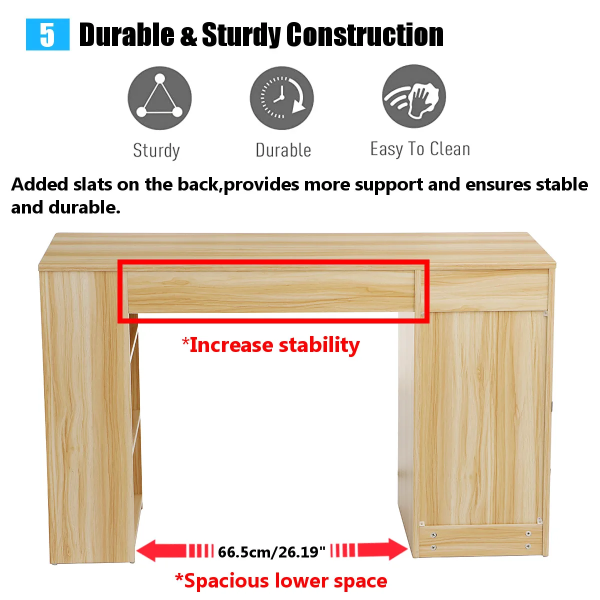 

Computer Laptop Desk with 3 Tiers Rack Shelves 3 Drawers Home Office Gaming Table Workstation Study Writing Desk Modern Style