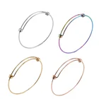 1,8 мм проволока 55-65 мм из нержавеющей стали, розовое золото, радуга, Круглый Проволочный браслет, очаровательный браслет, товары для рукоделия 1900200