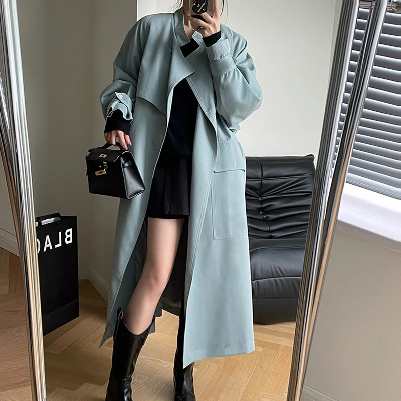 Sungtin длинный женский тренчкот большого размера с поясом 2022 новая Офисная женская