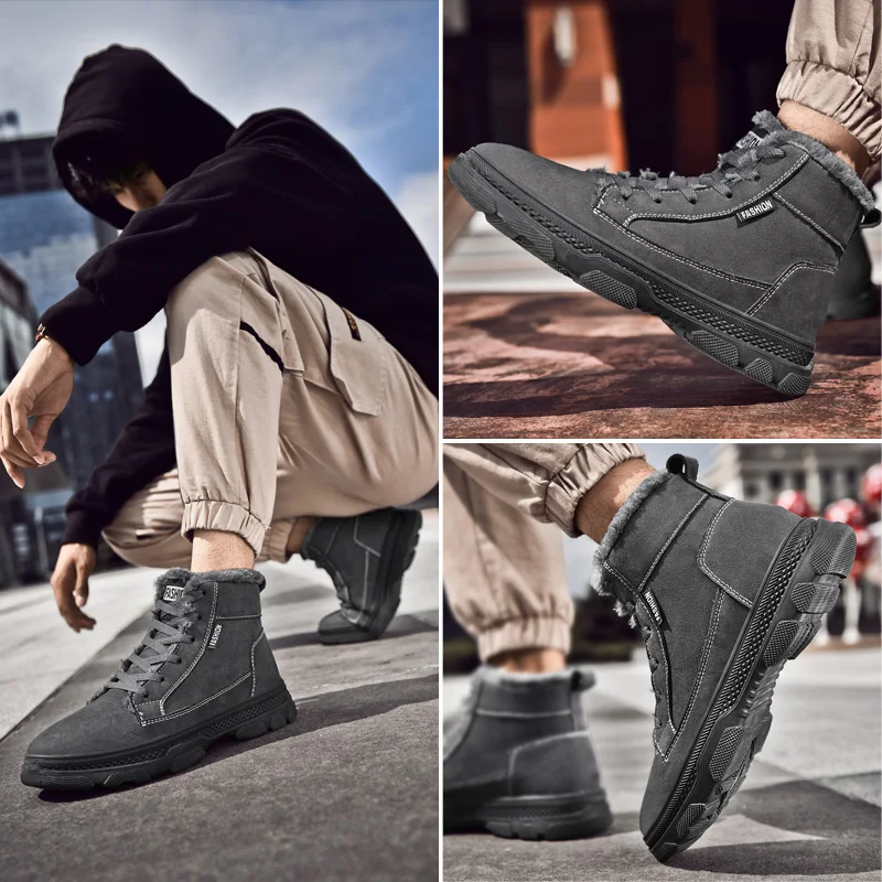 Мужские кроссовки с хлопковой подкладкой мужские зимние ботинки теплые