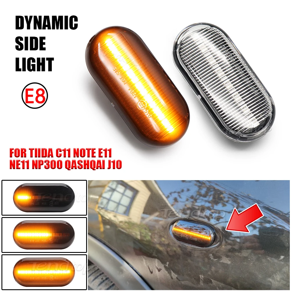 

Автомобильный динамический поворотный указатель, светодиодная лампа для Nissan Tiida C11 Note E11 NE11 Micra K12 NP300 Navara D40 Qashqai J10