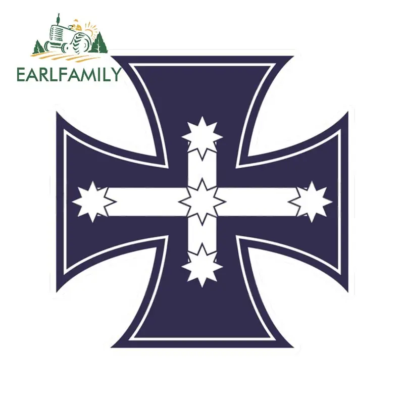 

EARLFAMILY 13cm x 13cm Iron Cross Eureka Flag Sticker Maltese Cross Decal Funny Car Sticker Vinyl Window Trunk 4x4 Decoration