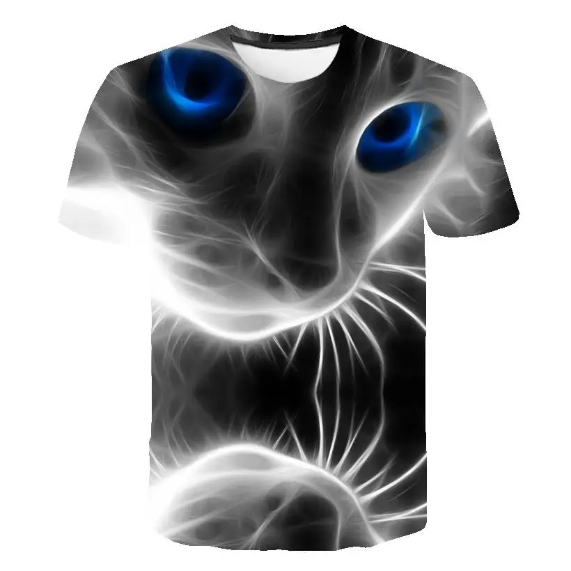 

Men Women 3d Print T Shirt Two Cats Short Sleeve Shirt Funny 110-6XL 2021 New Arrival