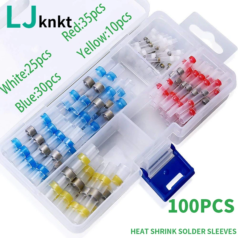 50/60/100 шт Комбинации в штучной упаковке Водонепроницаемый припоя кольцо термоусадочная трубка клеммы