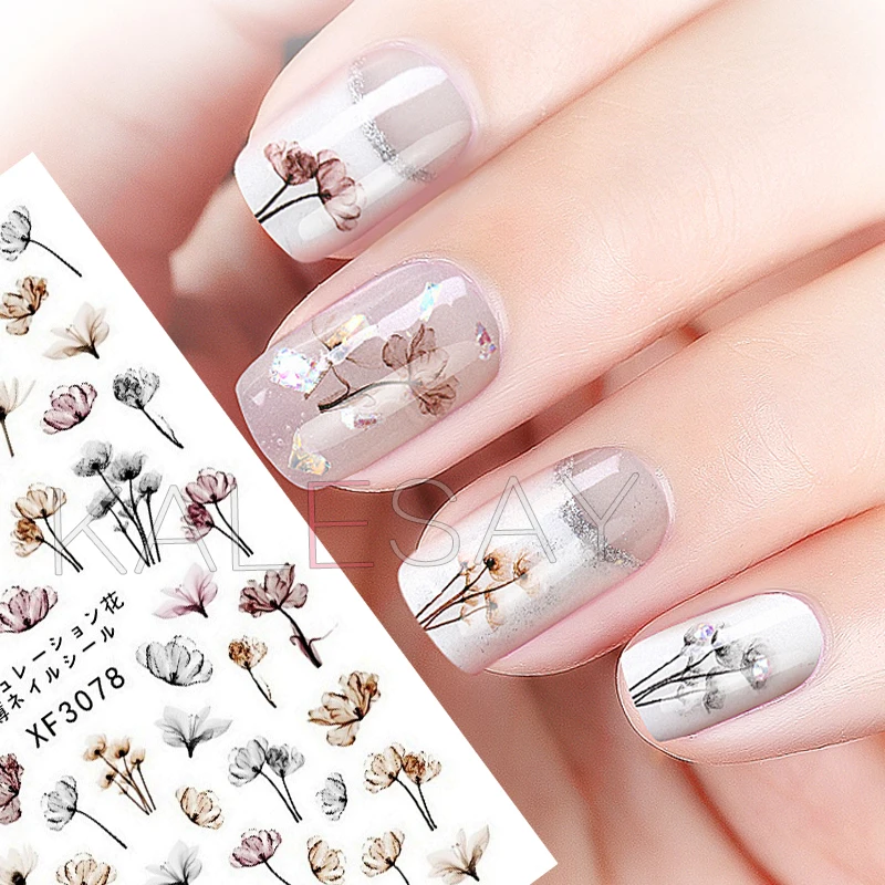 Самодельные 3D наклейки для ногтей в форме лотоса дизайна украшения с цветами из