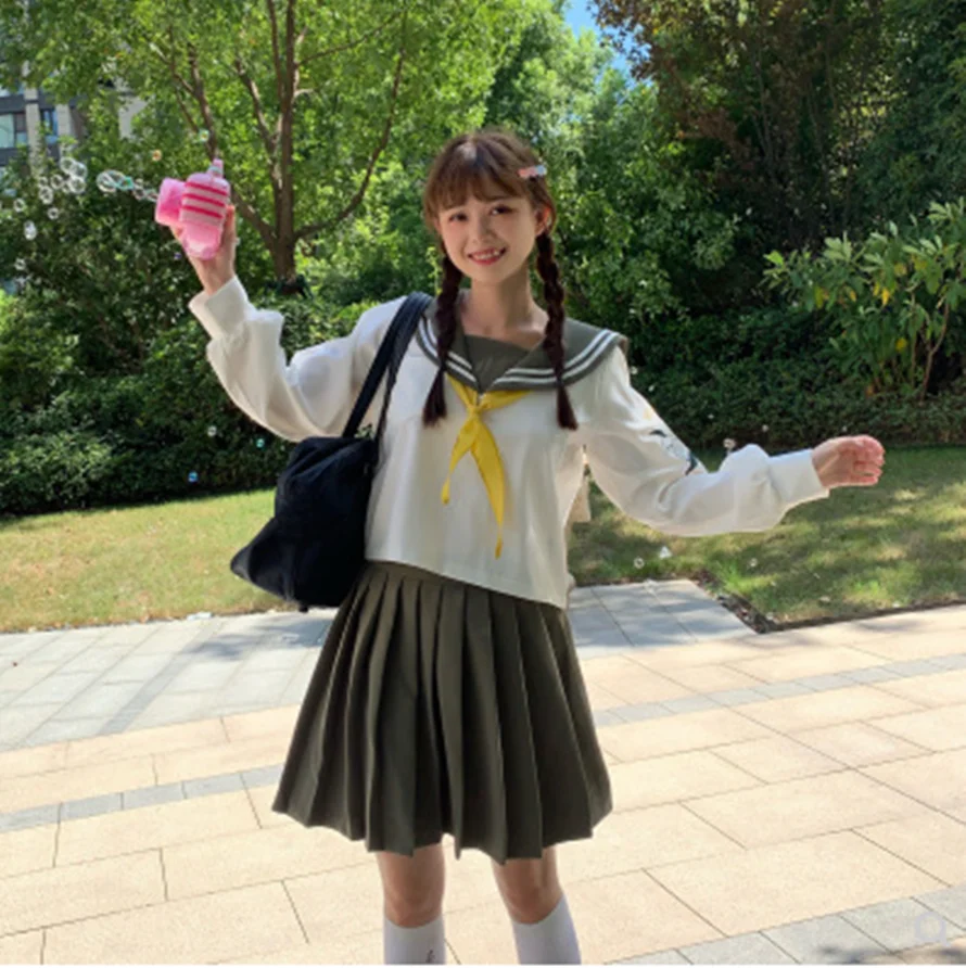 Униформа для студентов колледжа jk милая фотография матросский воротник топ с