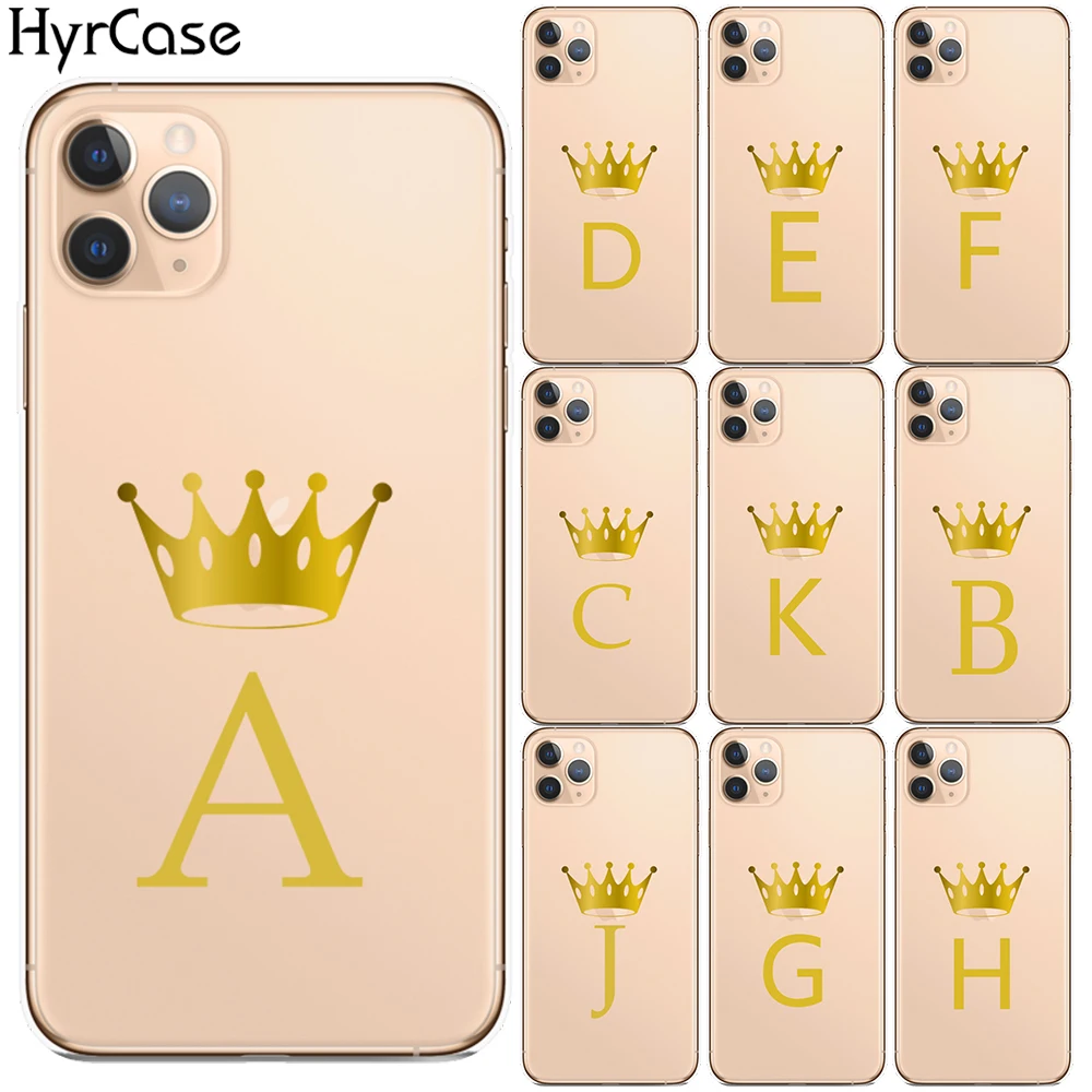 Корона 26 Английских Букв с именем новый мягкий силиконовый чехол на заказ для iPhone