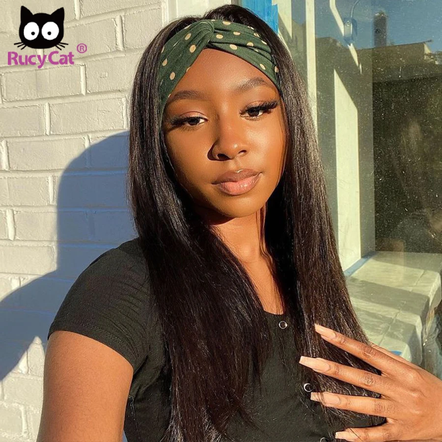 Beli Wig Ikat Kepala 30 Inci Kucing Rucycat Wig Rambut Manusia Lurus Rambut Brasil Tanpa Penumpahan Lembut Wig Rambut Manusia 100%