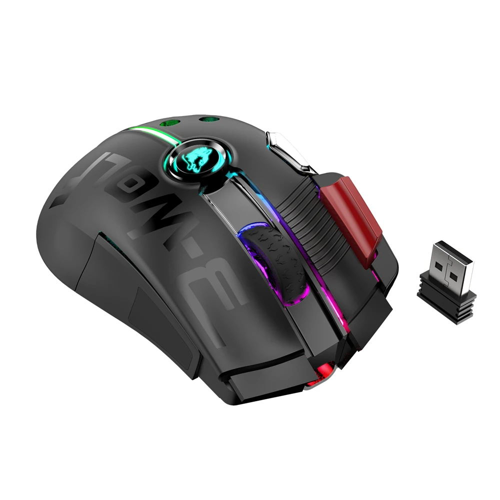 

Wireless Mouse 2.4Ghz+wired connection Type-c RGB 12000DPI Mouse Wireless Computer LED Backlit Ergonomic Gaming Mouse For Laptop