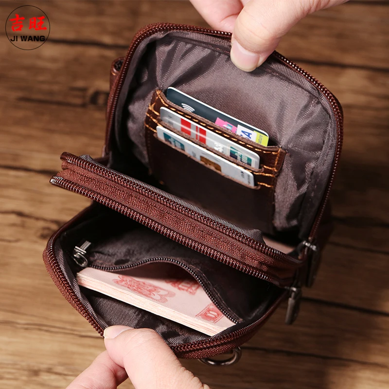 Поясная Сумка из натуральной кожи для мужчин винтажная маленькая забавная