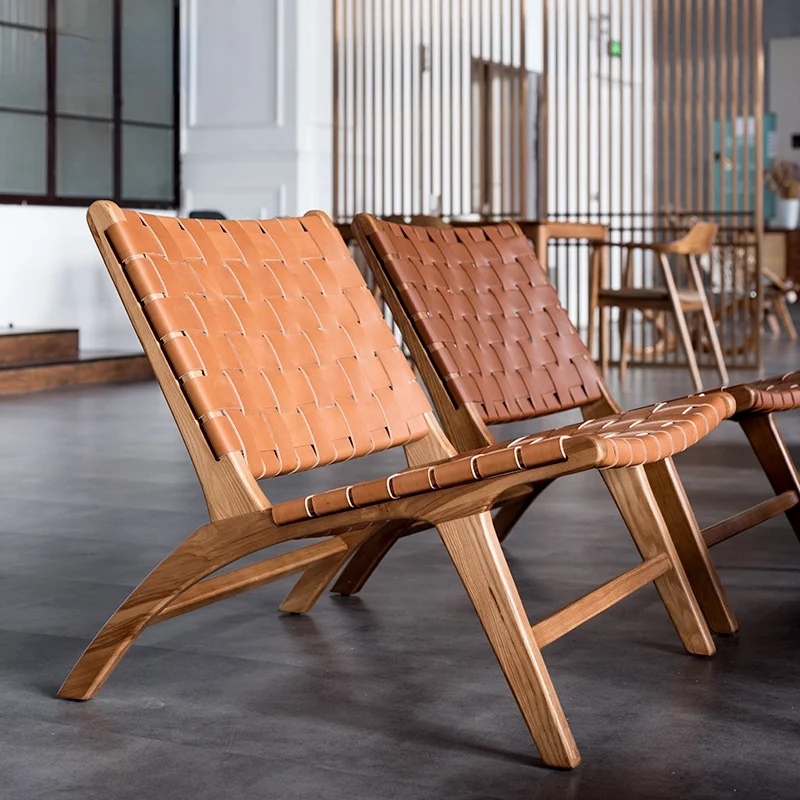 

Седловое кресло из твердой древесины в скандинавском стиле, одноместное кресло для отдыха на балконе, Тканое кресло, уличное кресло для див...