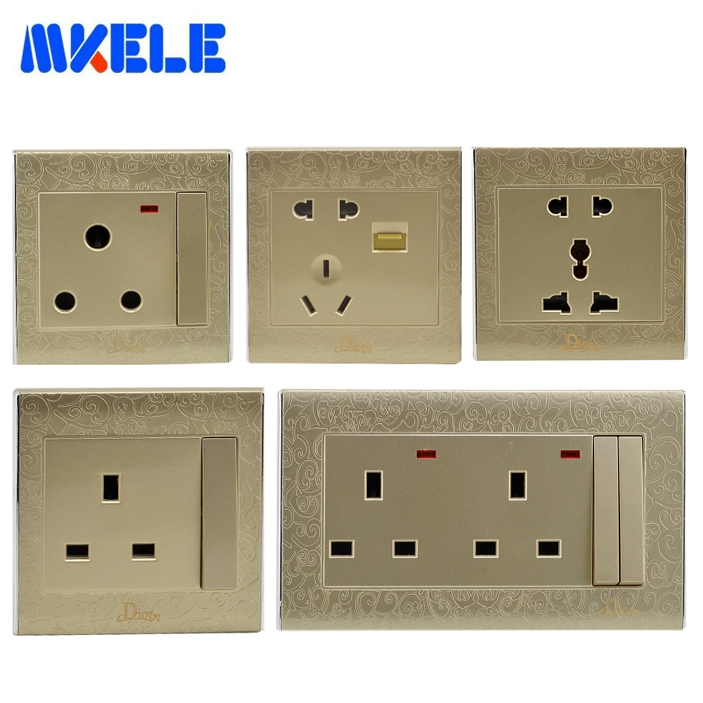 Универсальная настенная розетка с 5 отверстиями переменный ток 110 250 В кнопка