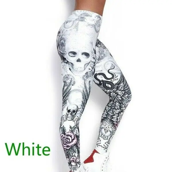 

Women's Sports Leggings Running Gym Workout Pants Fitness Stretch Trousers High waist Gothic rose print Leggings