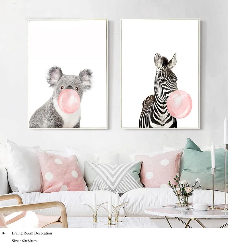 Картина на холсте в скандинавском стиле с изображением жирафа зебры постеры