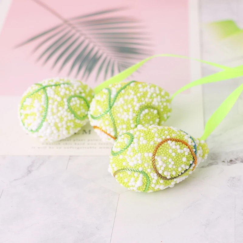 

3Pcs Rabbit Wreath Hanging Ornament for Easter Decoration Easter Eggs Pendant Creative Photography Prop Party Decor