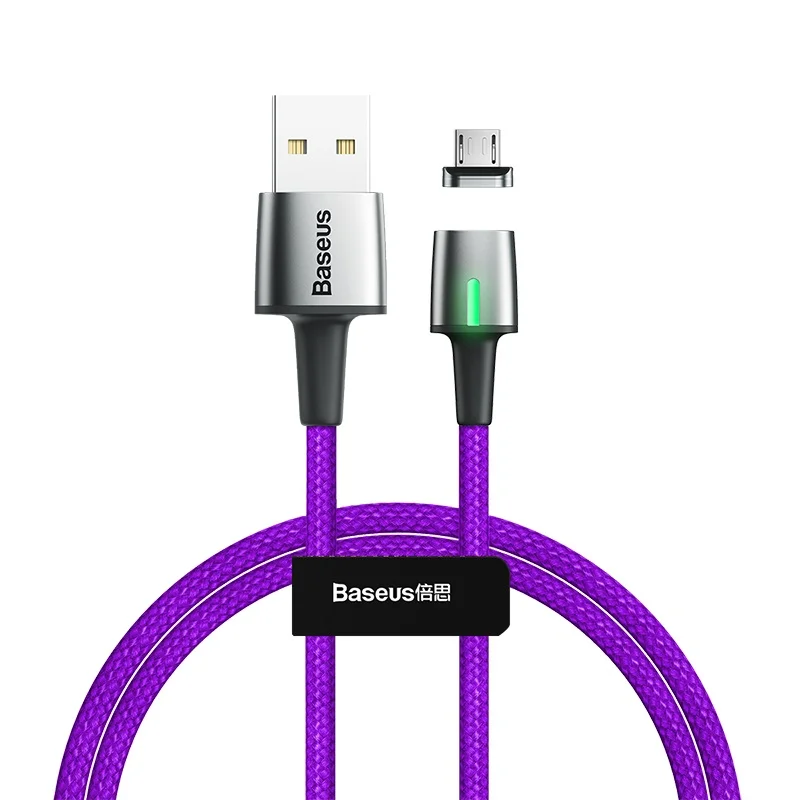 Магнитный micro usb кабель 1 м 2 м быстрое зарядное устройство для зарядки данных для samsung s7 s6 s5 sony xiaomi redmi note 5 6 usb-кабель светодиодный Android - Цвет: Фиолетовый
