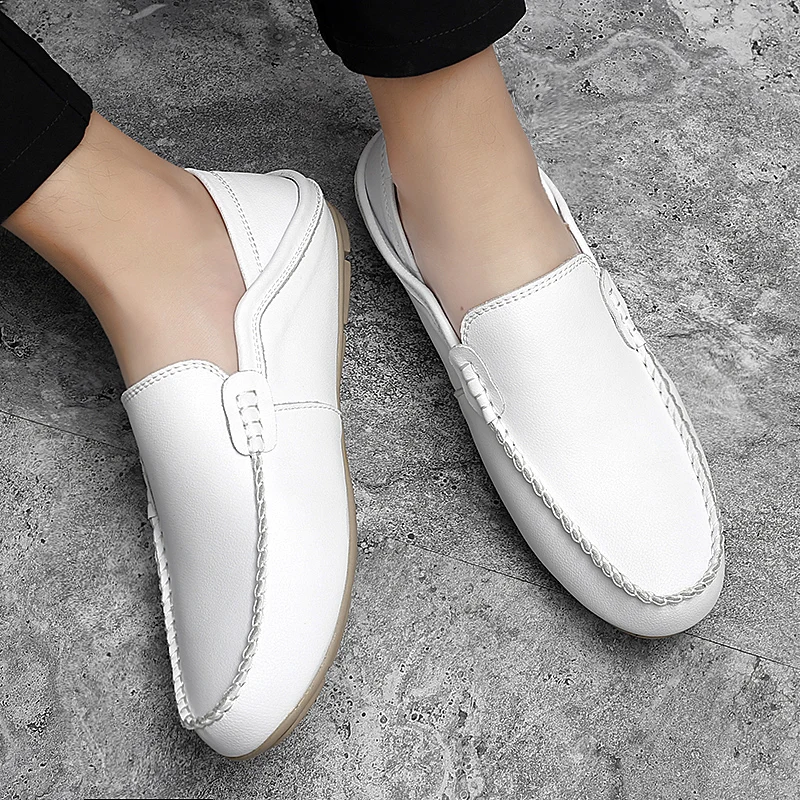 

Shoes Men Black Moccasins Solid Soft Mens Shoes Casual Loafers Fashion Breathable Moccasin Men Slip-on Mens Leather Shoes