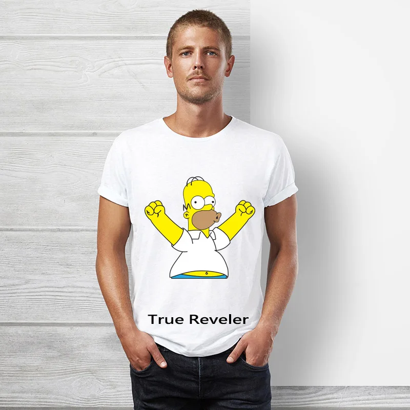 Homer simpson Футболка мужская короткий рукав хип хоп мультфильм Топы футболка Летняя забавная Милая Симпсон Женская футболка - Цвет: S23