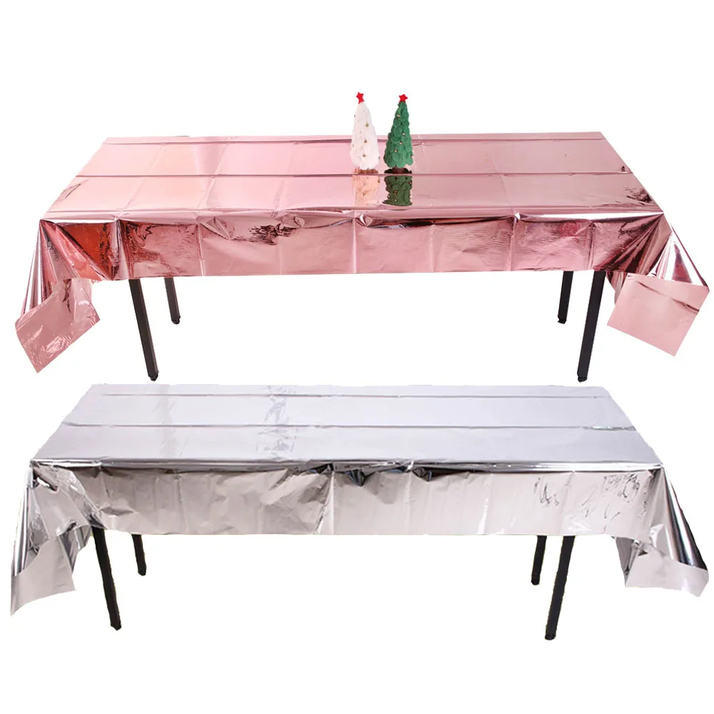 Одноразовая блестящая скатерть из розового золота прямоугольная