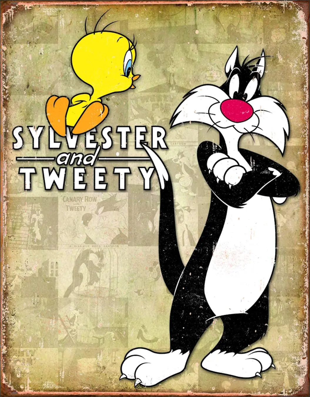 

Desperate Enterprises Tweety & Sylvester Retro Tin Sign, 12.5" W x 8" H