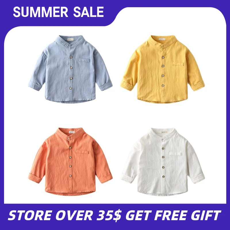 Рубашки для мальчиков весна и осень Новые повседневные хлопковые блузки Топы с