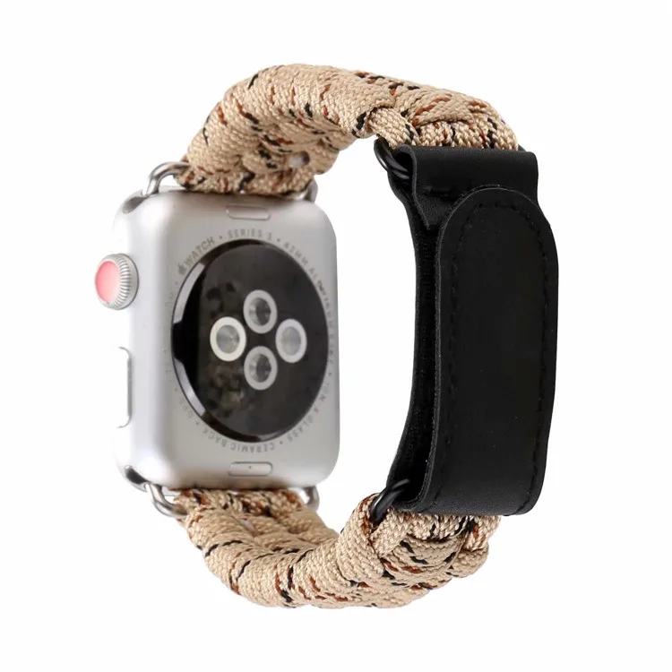 khaki Спортивный тканый браслет из нейлоновой веревки для Apple Watch 38 мм 42 мм 40 мм 44 мм для iWatch 5 4 3 2 1 - Цвет ремешка: khaki