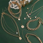 Vienkim Ожерелье-чокер многослойное женское модное ожерелье под золото с цепочкой Ювелирное Украшение в стиле панк 2021 цепочка на шею женская бижутерия многослойное ожерелье